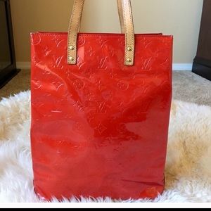 Louis Vuitton Red Monogram Vernis Reade MM bag.